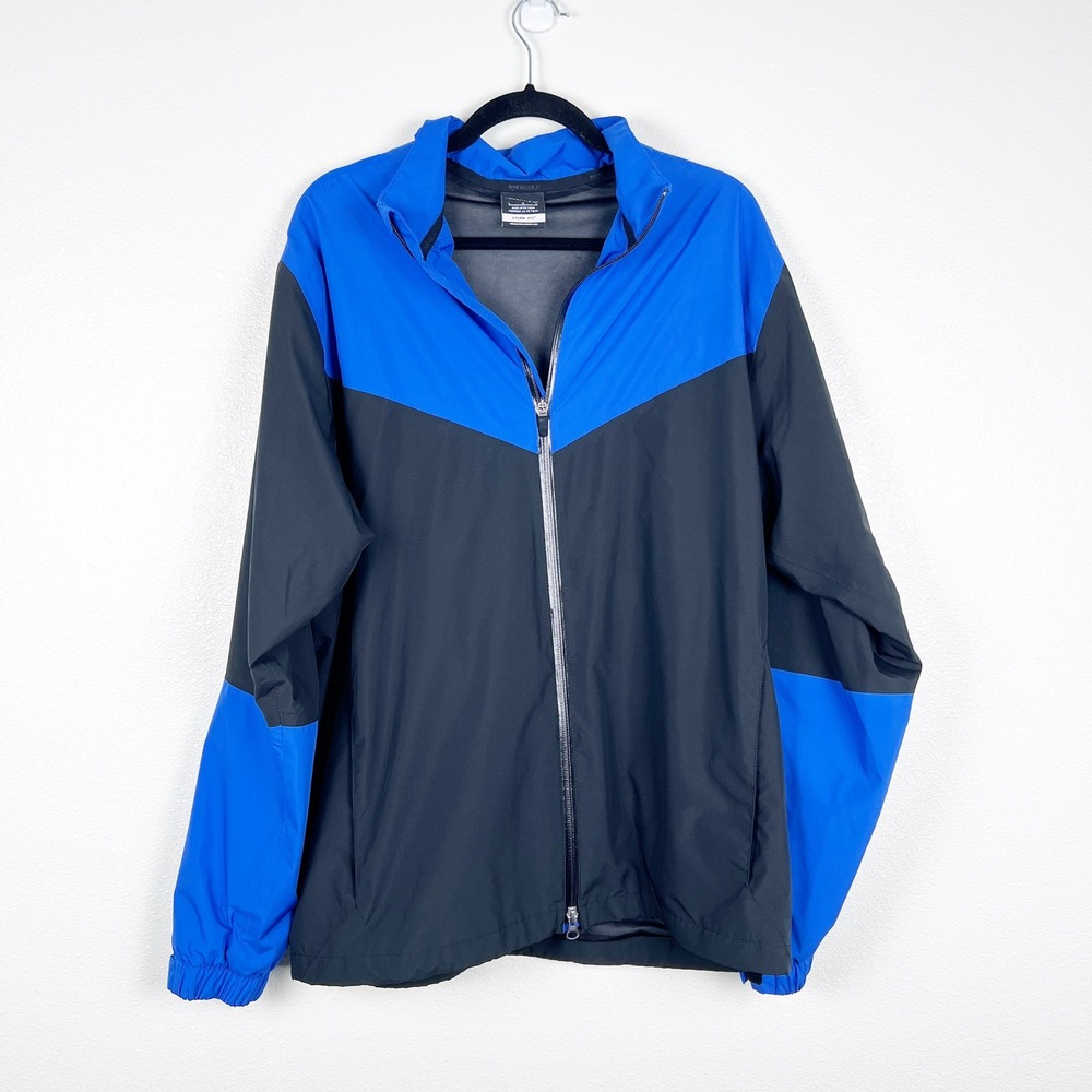Nike Golf Men's Full Zip Windbreaker Jacket Blue Black Sz XL
